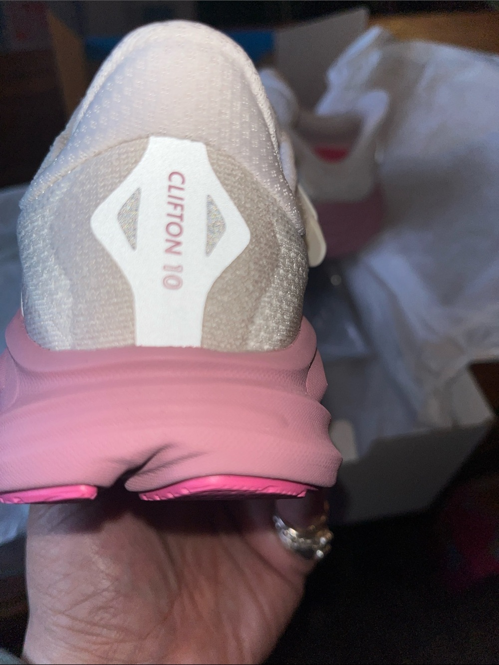 Hoka Kids White and Pink Hook-and-Loop Athletic Sneakers - Picture 5 of 11